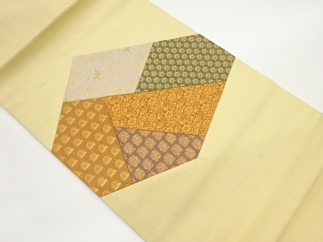 JAPANESE HIRAKI NAGOYA OBI / KIN-TOSHI / WOVEN TRADITIONAL PATTERN